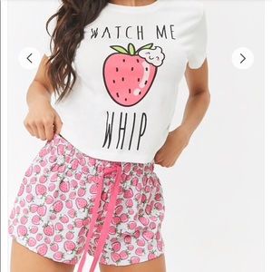 Watch Me Whip Strawberry Tee & Shorts Pajama Set